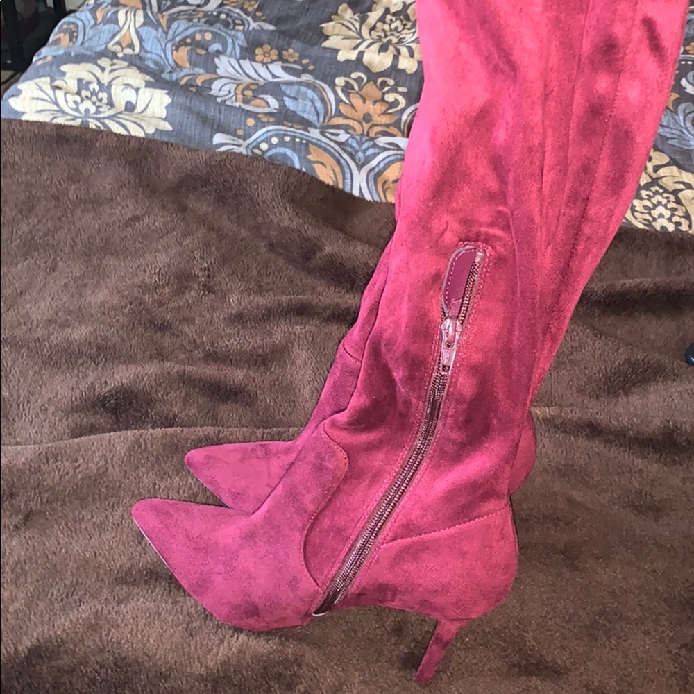 Burgundy Knee High Boots